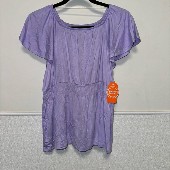 Girls Wonder Nation Top XXL (18) Purple Elastic Waist NEW NWT - Picture 1 of 9